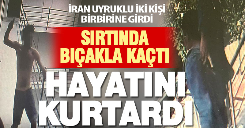 Denizli’de sırtına bıçak saplanan kişinin kaçma anları güvenlik kamerasında