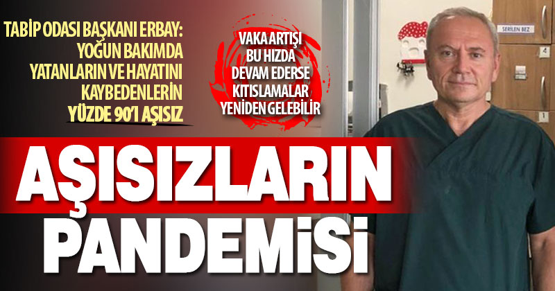 Tabip Odası Başkanı Hakan Erbay: Hayatını kaybedenler ve yoğun bakımda olanların yüzde 90’ı aşısız