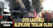 Oto lastik dükkanında yangın