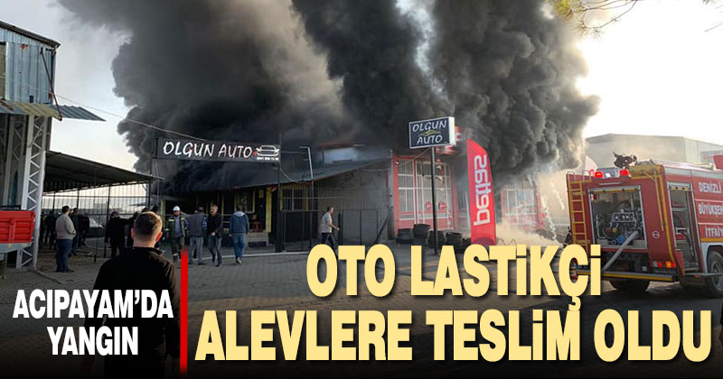 Oto lastik dükkanında yangın