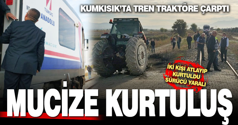 Denizli’de trenle traktör çarpıştı, sürücü yaralandı