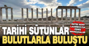 Tarihi sütunlar bulutlarla buluştu, eşsiz manzaralar oluştu