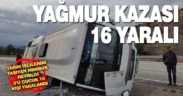 Denizli’de devrilen midibüsteki 16 kişi yaralandı