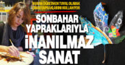 Görsel sanatlar öğretmeni sonbahar yapraklarını tabloya dönüştürüyor