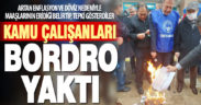 Kamu çalışanları eylem yaptı, bordro yaktı