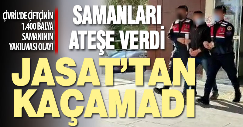 Çivril’de çiftçinin 1.400 balya samanını yakan zanlı tutuklandı