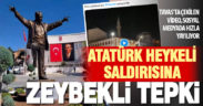 Samsun’daki çirkin saldırıya, Tavas’taki zeybek oynayan Atatürk heykeli ve ‘Çakal Çökerten Zeybeği’ ile tepki