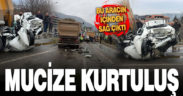 İki tır arasında kalan ve kağıt gibi ezilen otomobilden sağ çıktı