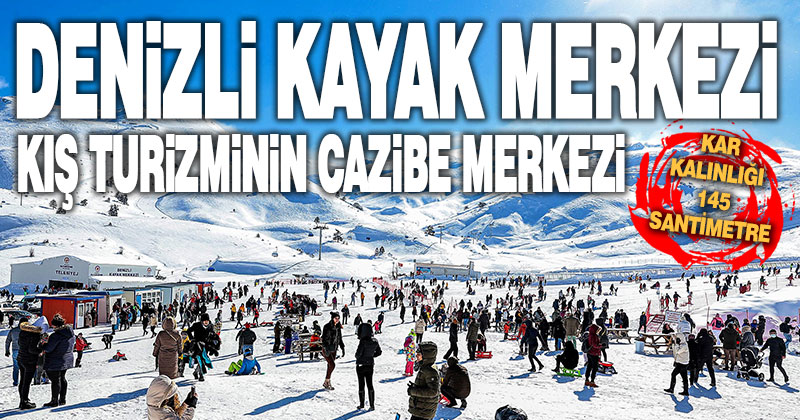 Denizli Kayak Merkezi’nde kar kalınlığı 145 santimetre olarak ölçüldü