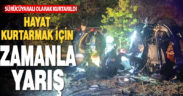 Acıpayam’da şarampole uçan otomobilin sürücüsü sıkıştı, kurtarmak için zamanla yarışıldı