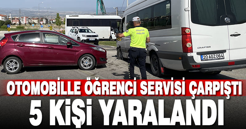Öğrenci servisiyle otomobilin çarpıştığı kazada 5 kişi yaralandı