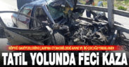 Köprü bariyerine çarpan otomobildeki 2’si çocuk 3 kişi yaralandı