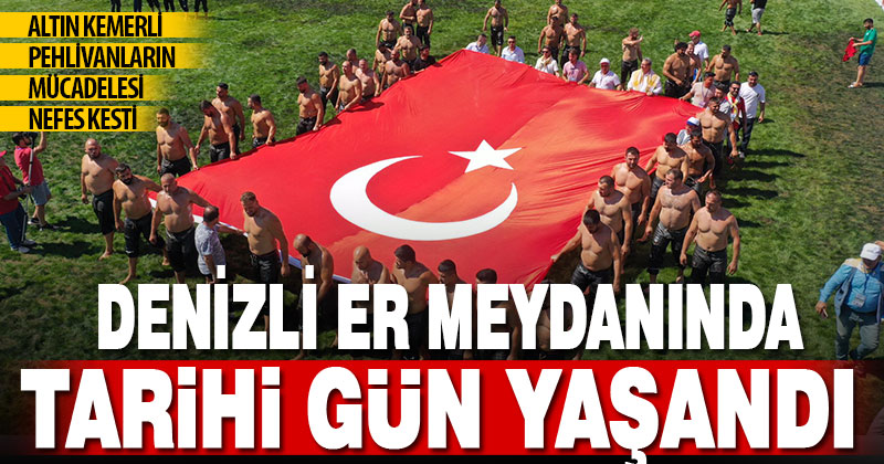 Denizli er meydanında pehlivanların mücadelesi nefes kesti