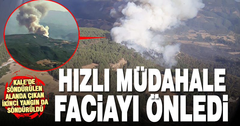 Kale’de yeniden başlayan orman yangını söndürüldü