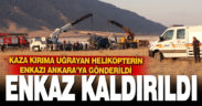 Kaza yapan helikopterin enkazı kaldırıldı
