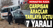Honaz’da çarpışan iki araç tarlaya uçtu, 7 kişi yaralandı