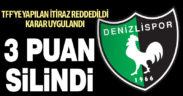 TFF’ye yapılan itiraz reddedildi, Denizlispor’un 3 puanı silindi