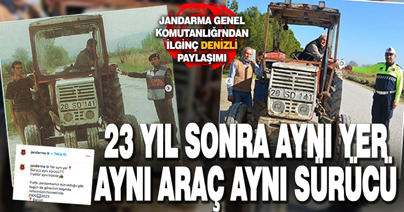 Denizli’de jandarma 23 yıl sonra aynı sürücüyü aynı araçla aynı yerde durdurdu