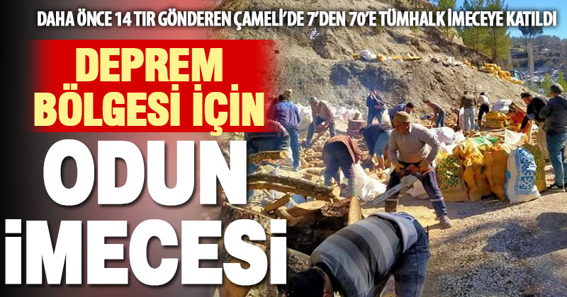 Çameli’de deprem bölgesi için odun imecesi