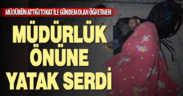 Lojman isteyen memur, sokağa yatak yorgan attı