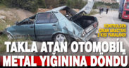 Takla atan otomobil metal yığınına döndü: 2 yaralı