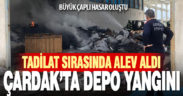 Tadilat yapılan depoda yangın çıktı