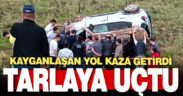 Karşı şeride geçip tarlaya uçtu