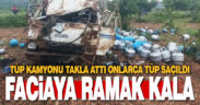 Tüp yüklü kamyonet takla attı; 2 yaralı