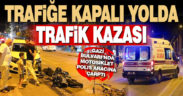Bisiklete çarpmamak için manevra yapan motosiklet polis aracına çarptı: 3 yaralı
