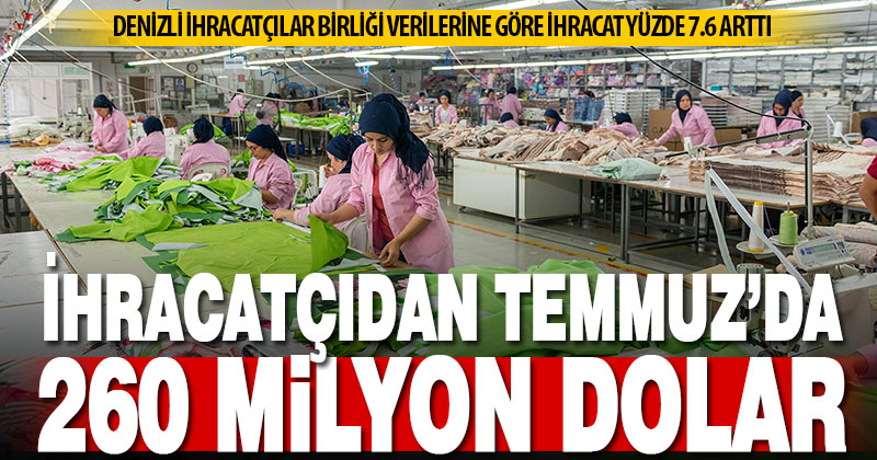 Denizli’den Temmuz ayında 260 milyon dolarlık ihracat yapıldı