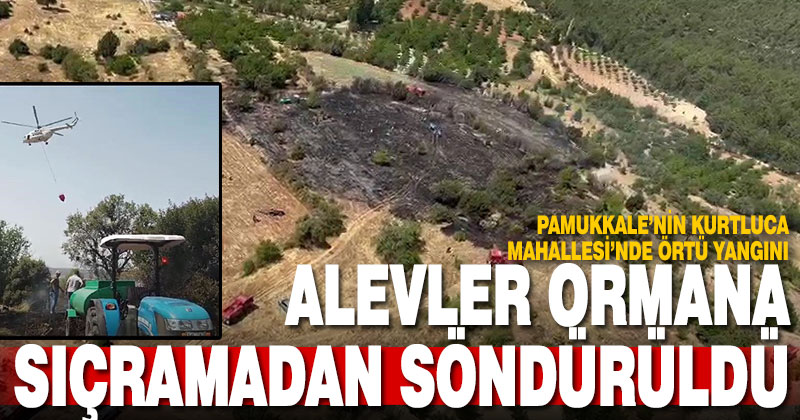 Örtü yangını ormana sıçramadan söndürüldü