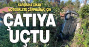 Denizli’de yolun altındaki metruk binanın çatısına devrilen otomobilin sürücüsü yaralandı
