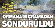Örtü yangının büyümesini köylüler önledi