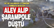 Yanmaya başlayan araç şarampole devrildi