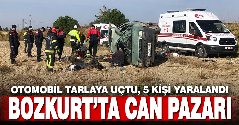 Tarlaya uçan araçta 5 kişi yaralandı