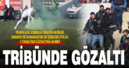 Denizlispor-Amedspor maçında sahaya cisim atan taraftara polis müdahalesi