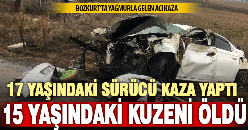 17 yaşındaki ehliyetsiz sürücünün kullandığı otomobil şarampole devrildi: 1 ölü, 1 yaralı