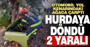 Yol kenarındaki ağaca çarpan otomobil hurdaya döndü: 2 yaralı