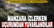 İki kişinin içinde olduğu park halindeki araç 20 metre uçurumdan yuvarlandı
