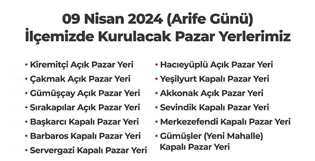 Merkezefendi’de semt pazarları bugün açık