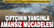 Çiftçi, piknikçilerin çıkarttığı yangının önünü traktörüyle kesti