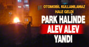 Park halindeki araç alev aldı
