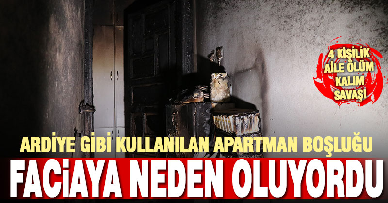Apartman boşluğundaki yangın kapıyı tutuşturdu, 4 kişilik aile ölümden döndü