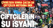 Sulama desteğini geri isteyen çiftçiler traktörlerle ilçe meydanını kapattı