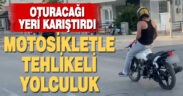 Denizli’de motosikletlinin tehlikeli yolculuğu kamerada