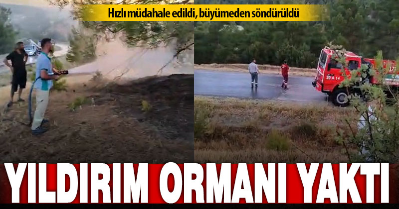 Buldan’da yıldırım düşmesi sonucu yangın meydana geldi