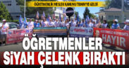 Eğitim-İş Öğretmenlik Meslek Kanunu görüşmeleri öncesi siyah çelenk bıraktı