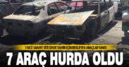 Tamir için bekleyen otomobiller yandı