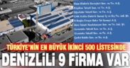 Denizli’den 9 firma İSO İkinci 500 listesinde yer aldı