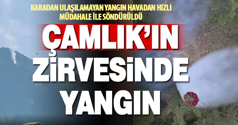 Çamlık dağının zirvesindeki yangın hava müdahalesiyle söndürüldü